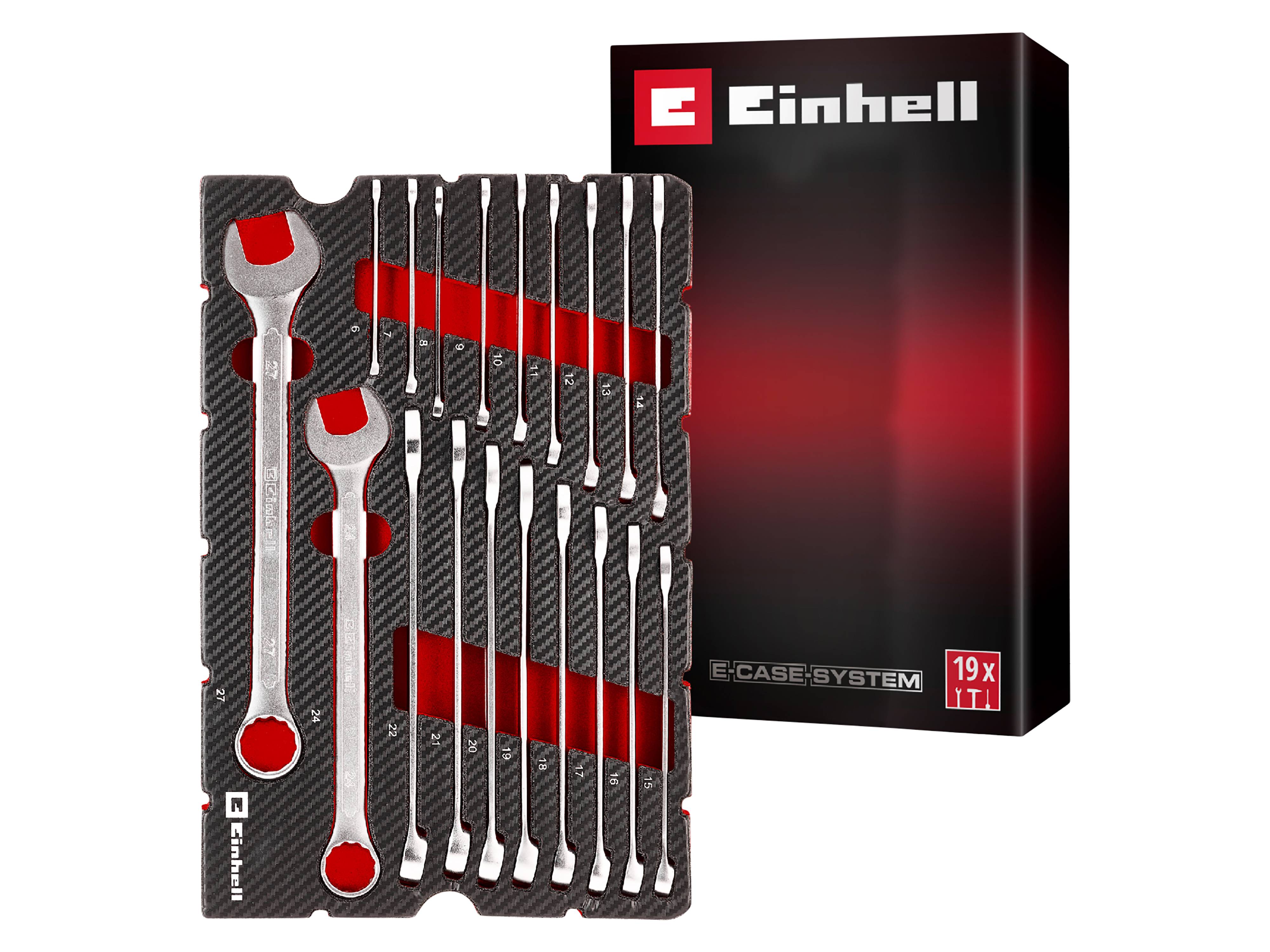 EINHELL E-Case-Einleger Gabelringschlüssel, 370521, 19-teilig