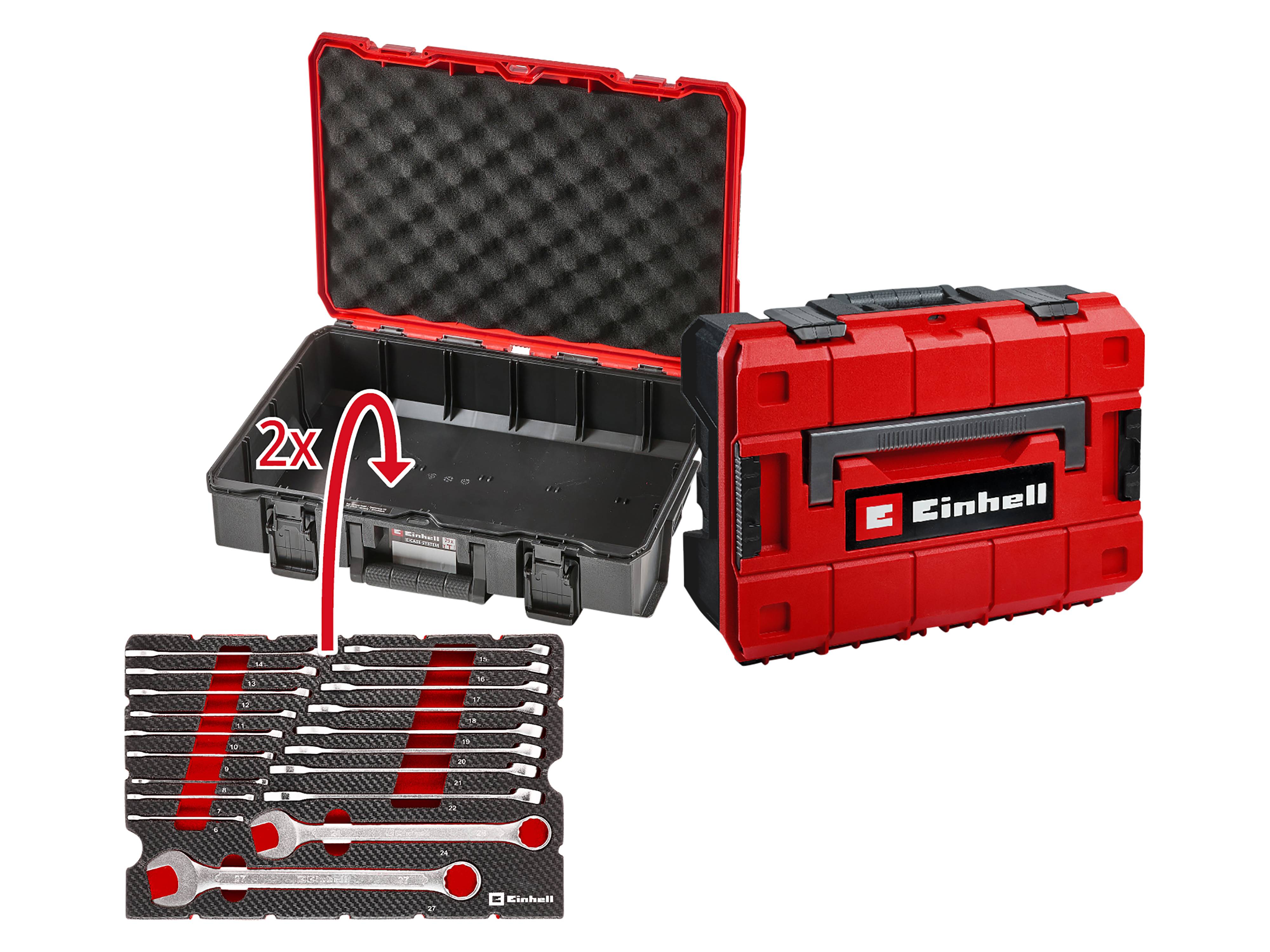 EINHELL E-Case-Einleger Gabelringschlüssel, 370521, 19-teilig
