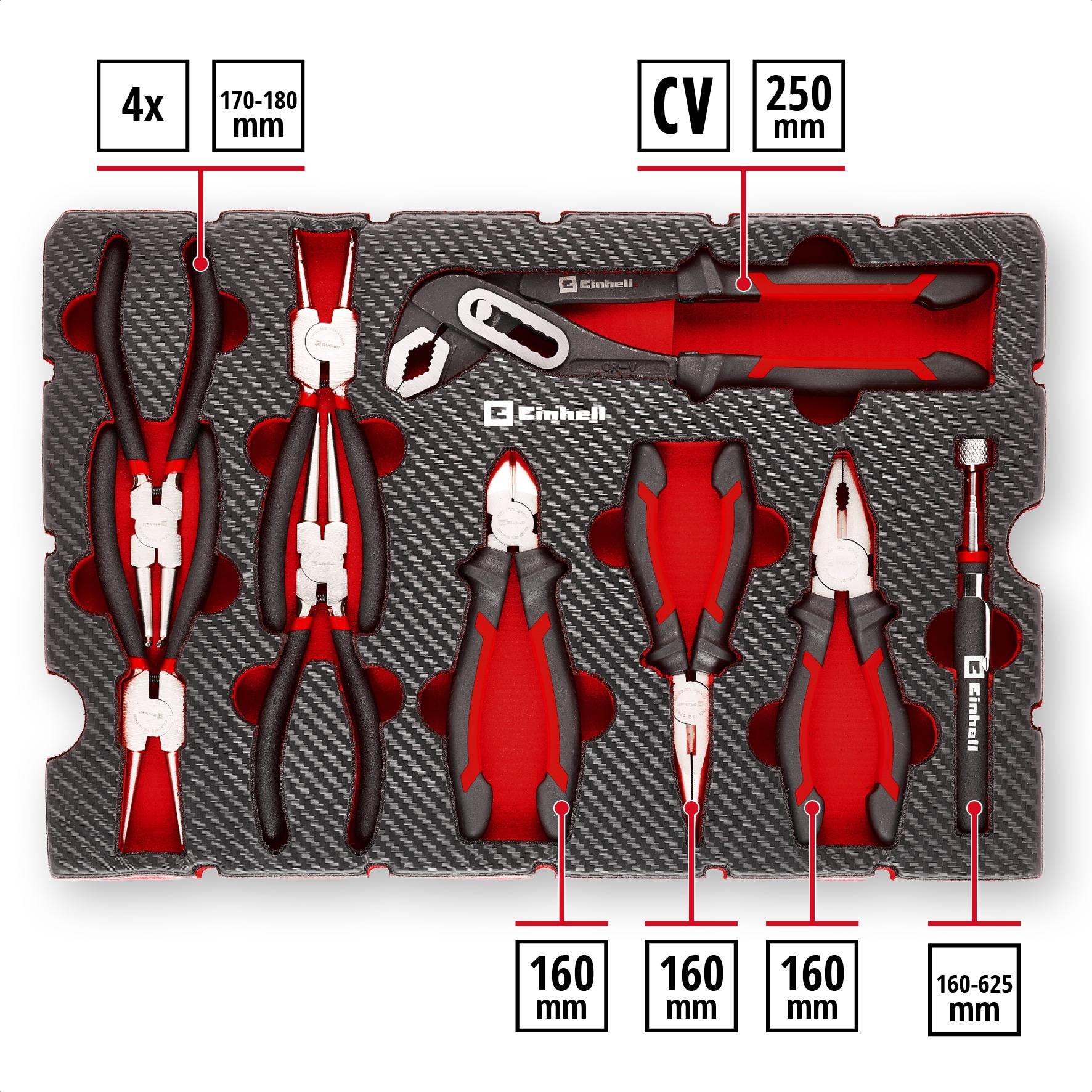 EINHELL E-Case-Einleger Zangen, 370522, 9-teilig
