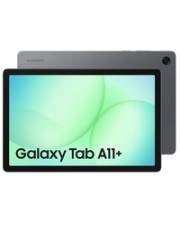 Vorder- und Rückansicht eines Galaxy Tab A11+, das den Bildschirm mit dem Text „Galaxy Tab A11+