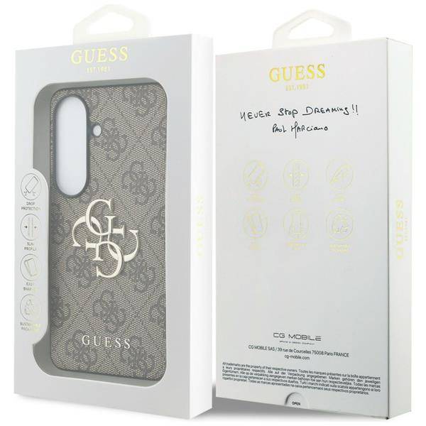 Guess Hülle Galaxy S26 Kunstleder braun goldfarbenes 4G Big Logo Metall
