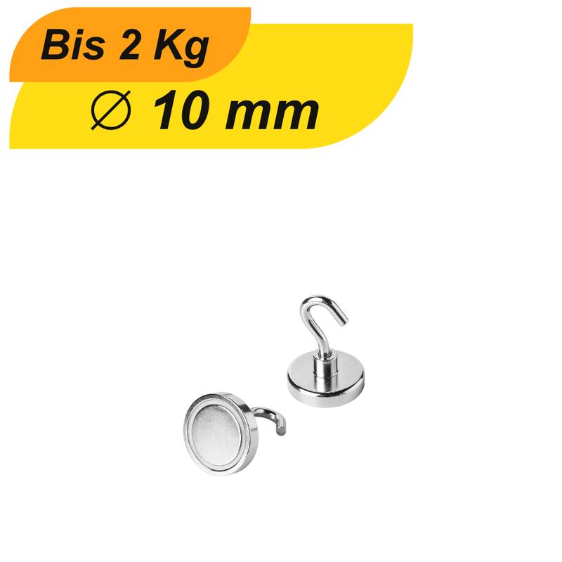 1 Stück Magnethaken Topfmagnet mit Haken D 10 mm 2 Kg Neodym Magnet M3 Gewinde
