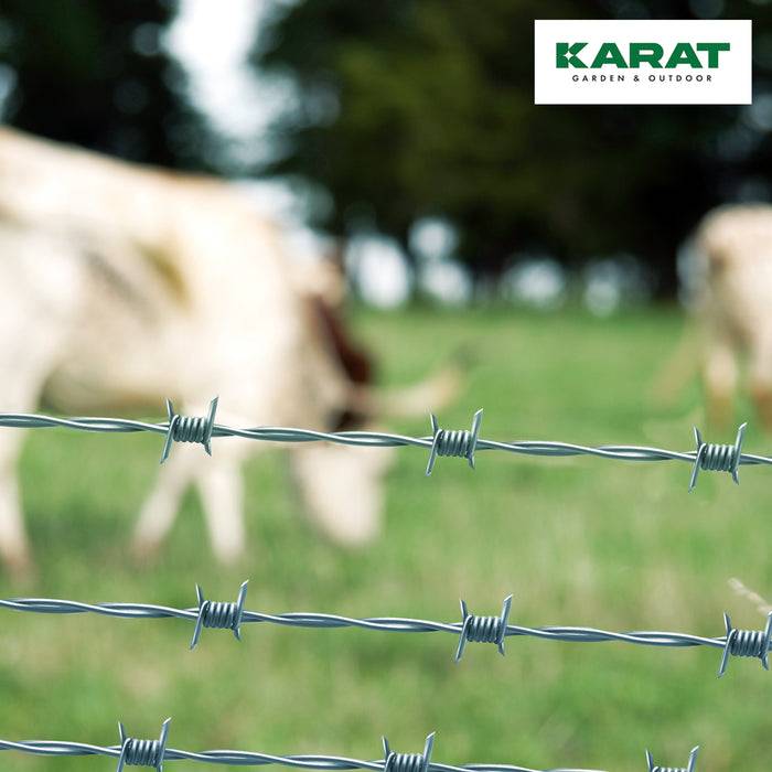 KARAT Stacheldraht - 16 m - Stärke: 1,7 - Inklusive Handschuhe - Verzinkt