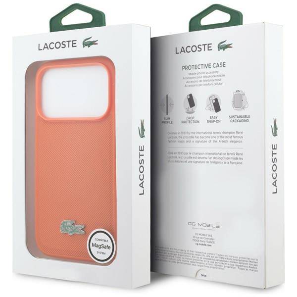 Hülle iPhone 17 Pro Lacoste Iconic Petit Pique orange Logo Metall Magsafe