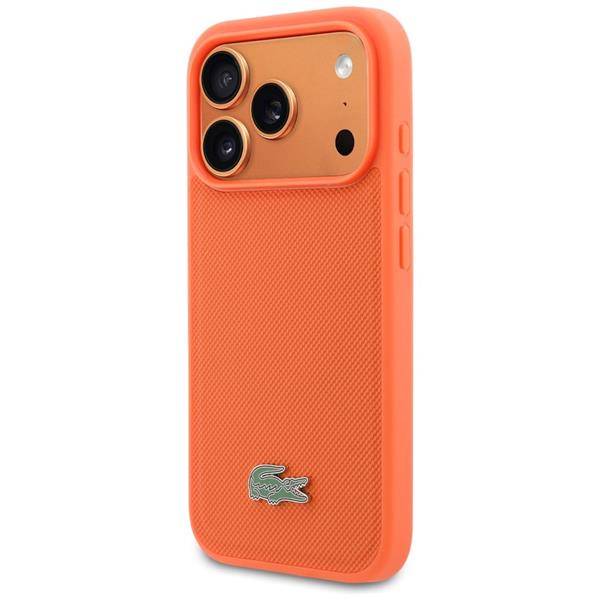 Hülle iPhone 17 Pro Lacoste Iconic Petit Pique orange Logo Metall Magsafe