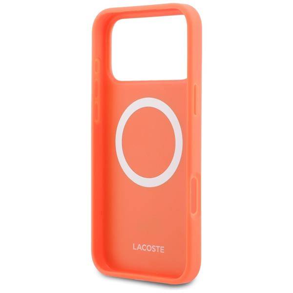 Hülle iPhone 17 Pro Max Lacoste Iconic Petit Pique orange Logo Metall Magsafe