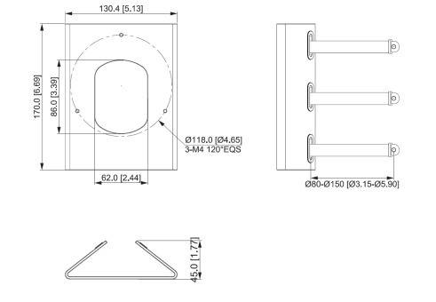Dahua - PFA154 - Zubehör - Masthalterung, - Material: SECC - Traglast: 7kg - Geeignet für Mastdurchmesser: 80 ~ 150mm -