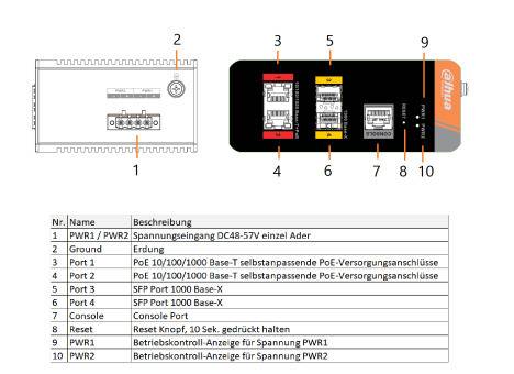 Dahua - IS4204-2GT-120 - Switch - 2 PoE-GB - 2 SFP, - 4 Port Gigabit Switch - 2x PoE Port 10/100/1000 Mbps - 2x SFP Por
