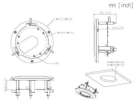 Dahua - PFB5201C - Zubehör - Deckeneinbau Halter, - Material: SECC & PC - Halterung für Zwischendecken / Abhängedecken