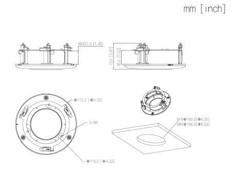 Dahua - PFB5203C - Zubehör - Deckeneinbau Halter, - Material: SECC & PC - Halterung für Zwischendecken / Abhängedecken