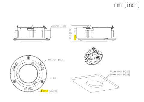 Dahua - PFB5204C - Zubehör - Deckeneinbau Halter, - Material: SECC & PC - Halterung für Zwischendecken / Abhängedecken
