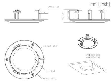 Dahua - PFB5310C - Zubehör - Deckeneinbau Halter, - Material: SECC & PC - Halterung für Zwischendecken / Abhängedecken