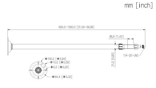 Dahua - PFB2213C - Zubehör - Deckenhalterung, Verstellbare Deckenhalterung 800 - 1500 mm, für Box Kameras und kleine Fi
