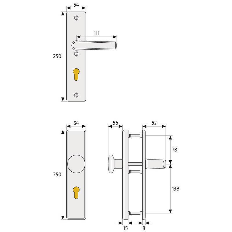 Abus HLN414 F9 Schutzbeschlag WG, Edelstahl-Look, Wechselgarnitur - Modell: HLN 414 | Einsatzbereich: Haustür | Farbe: