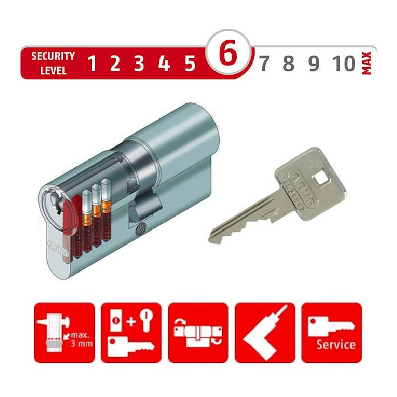 Abus A93 30/30 Doppelzylinder vs. + 50 Schlüssel, Sicherheitslevel:NIEDRIG | A93 Profildoppelzylinder | Maße (Außen/Inn
