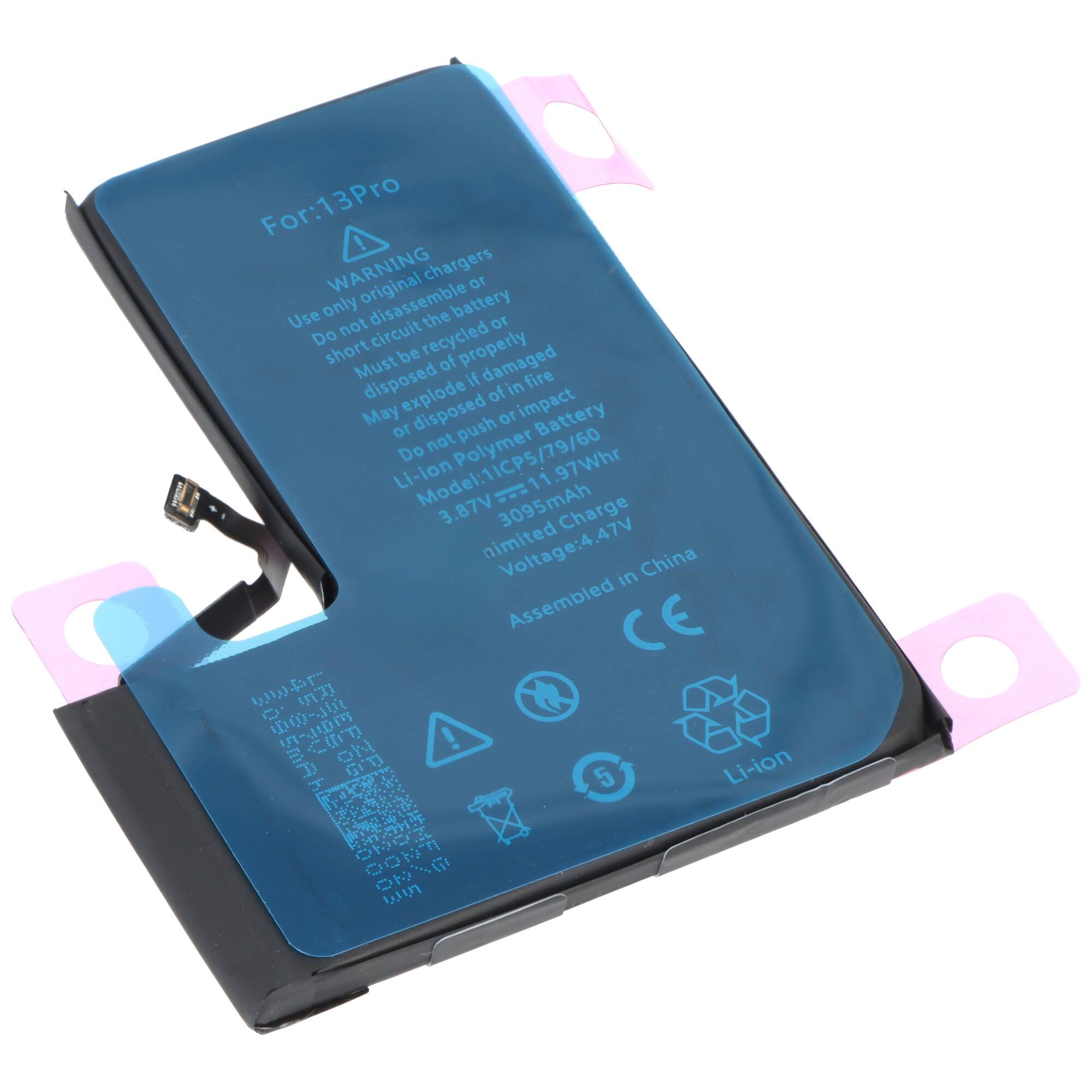 Akku passend für Apple iPhone 13 Pro, Li-Polymer, 3,85V, 3095mAh, 11,9Wh, built-in, ohne Werkzeug