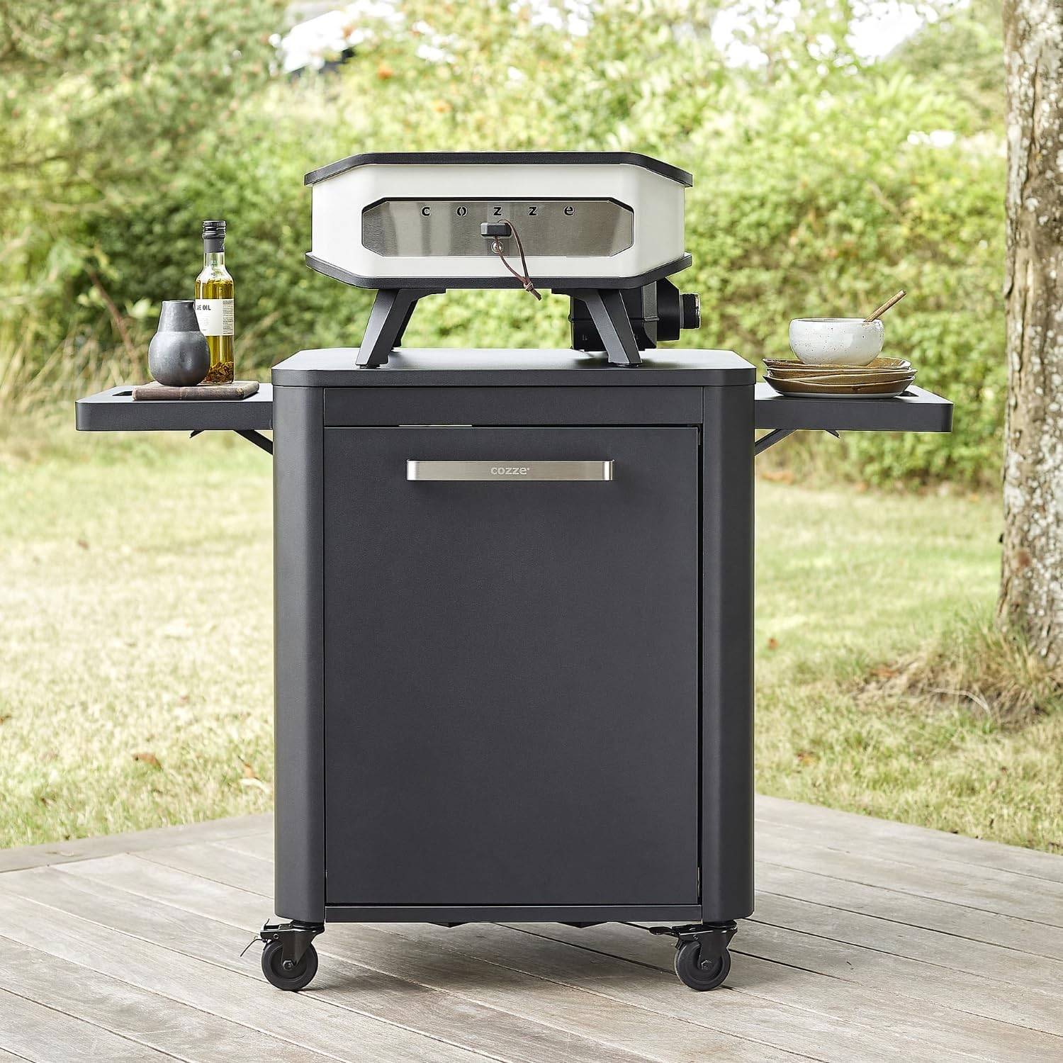 COZZE Premium Outdoor Schrank Garten mit 2 klappbaren Seitentischen