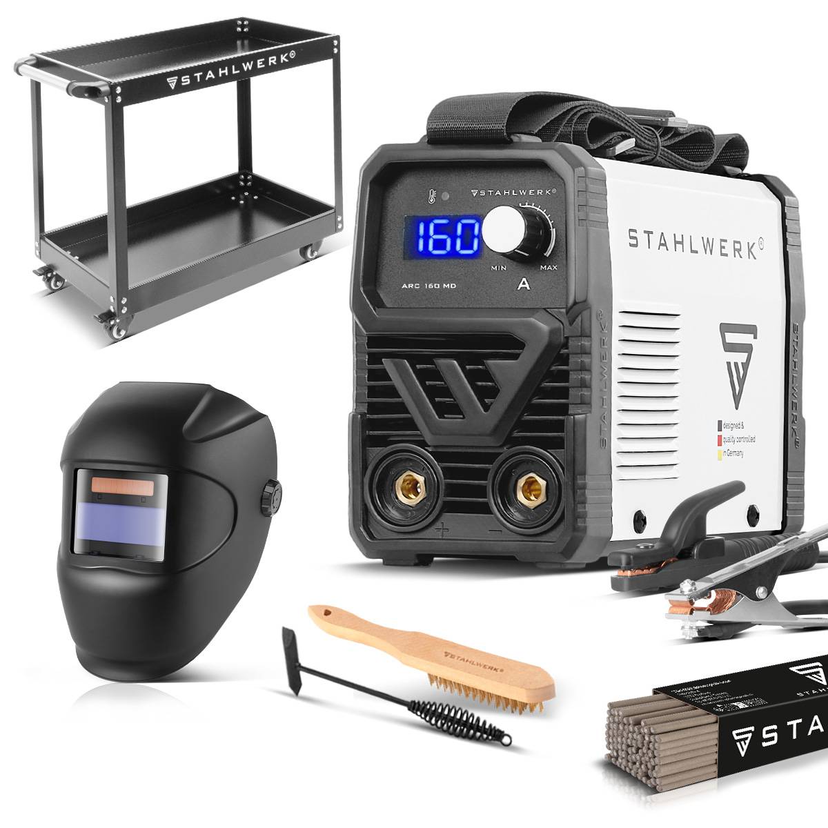 STAHLWERK Schweißgerät ARC 160 MD 160 A Vollausstattung Gerätewagen