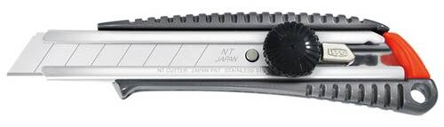 Cuttermesser 18mm, NT-Cutter L-500GP Profi, Aluminium-Druckguss Gehäuse mit Schraubarretierung (Screw-Lock)