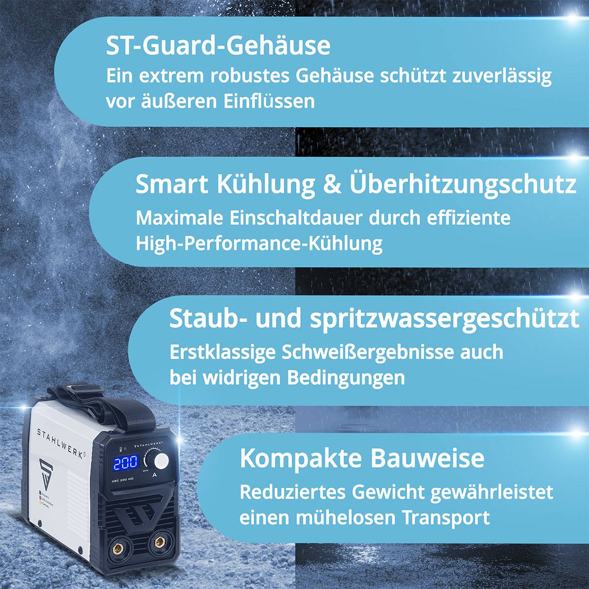STAHLWERK Schweißgerät ARC 200 MD 200 A Vollausstattung Gerätewagen