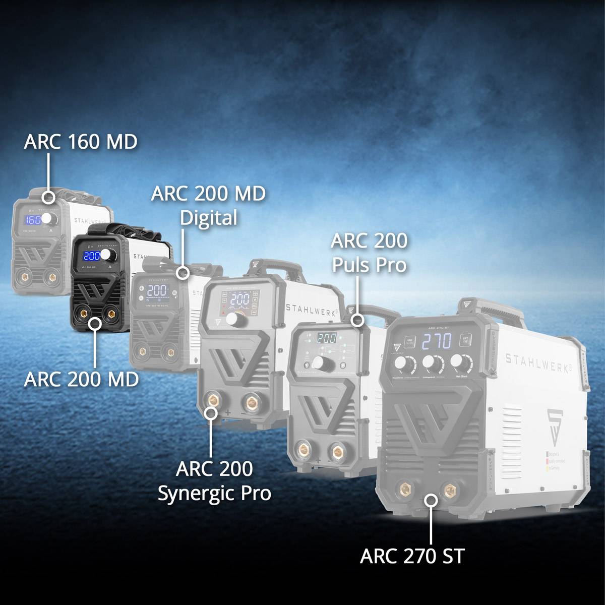 STAHLWERK ARC 200 MD Inverter Elektrodenschweißgerät 200 A MMA E Hand Lift TIG