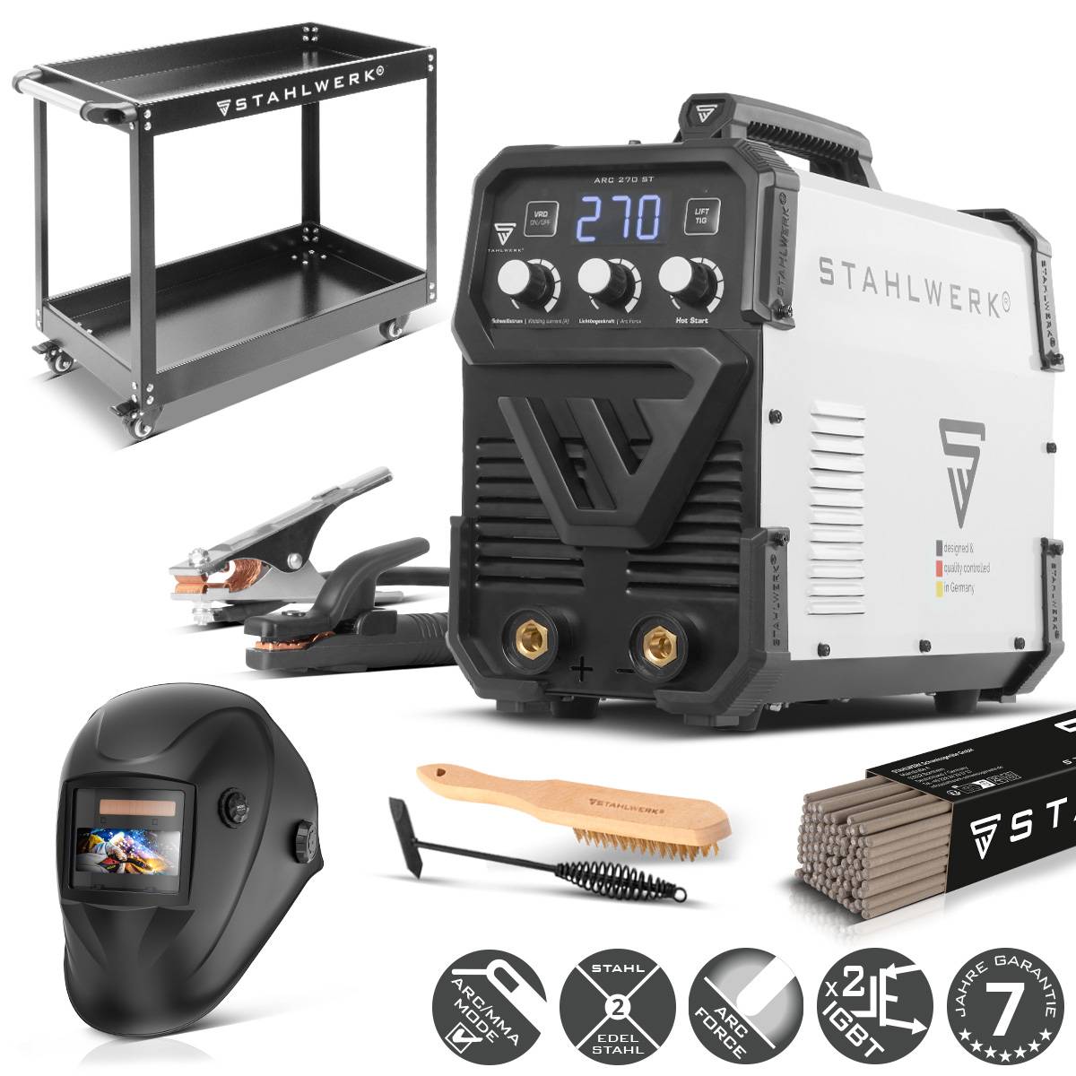 STAHLWERK Schweißgerät ARC 270 ST 270 A Vollausstattung Gerätewagen