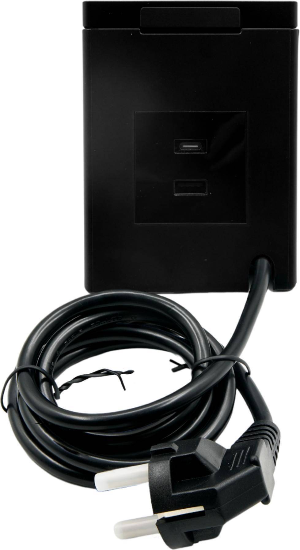 Shelly Wall Display Stand, Tischständer für 4" Display, USB-C/A Ladeanschluss, 150 cm Kabel, schwarz