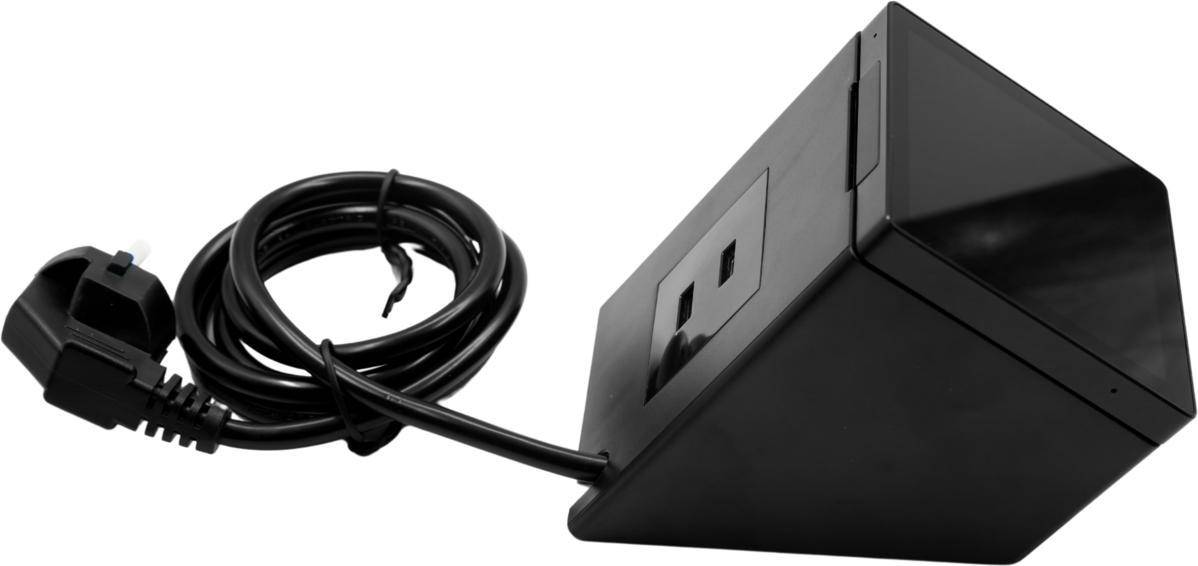 Shelly Wall Display Stand, Tischständer für 4" Display, USB-C/A Ladeanschluss, 150 cm Kabel, schwarz