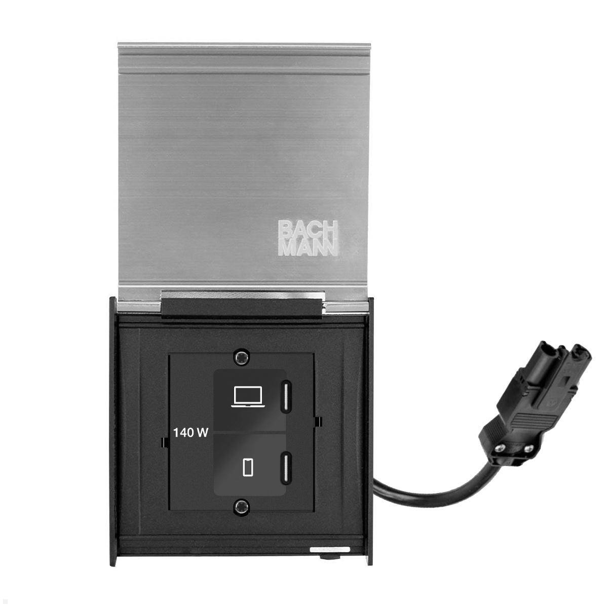 Bachmann KAPSA XXS USB-Charger C/C/C, Deckel Edelstahl Optik (BCM001E)