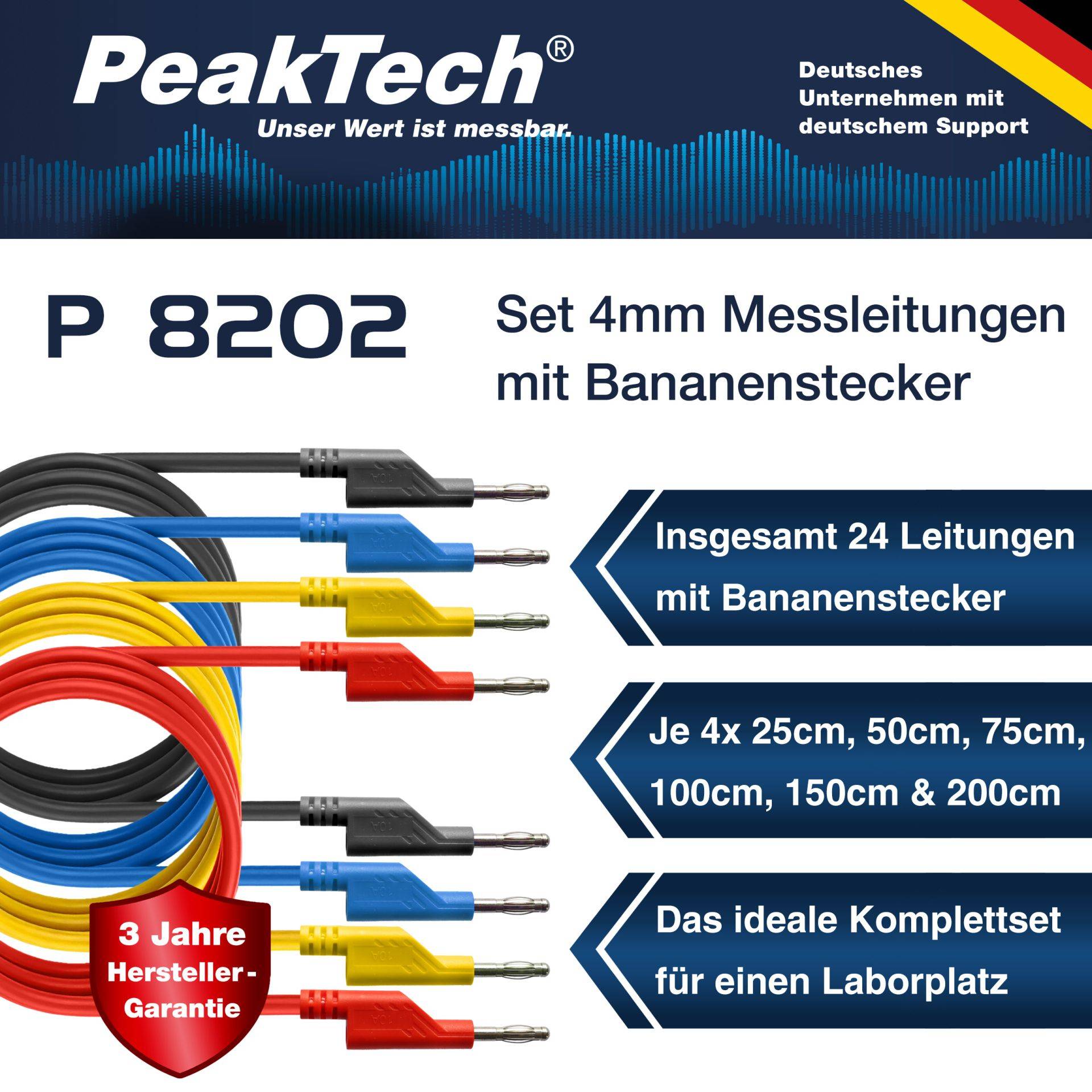 PEAKTECH Messzubehör-Set, P 8202, 4 mm Bananenstecker