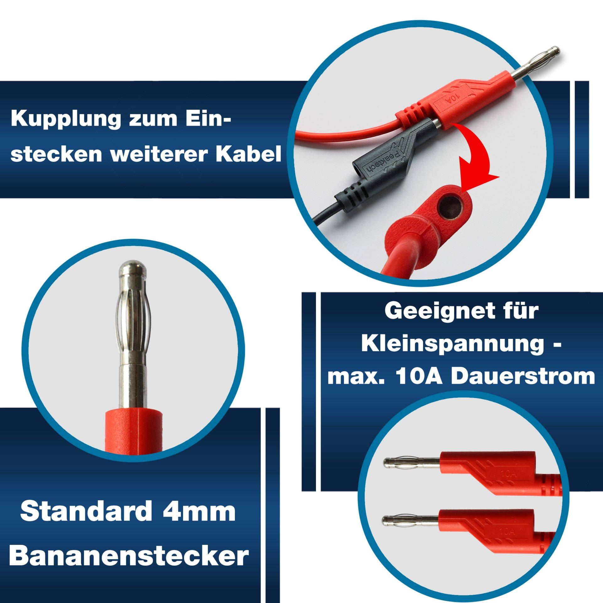 PEAKTECH Messzubehör-Set, P 8202, 4 mm Bananenstecker