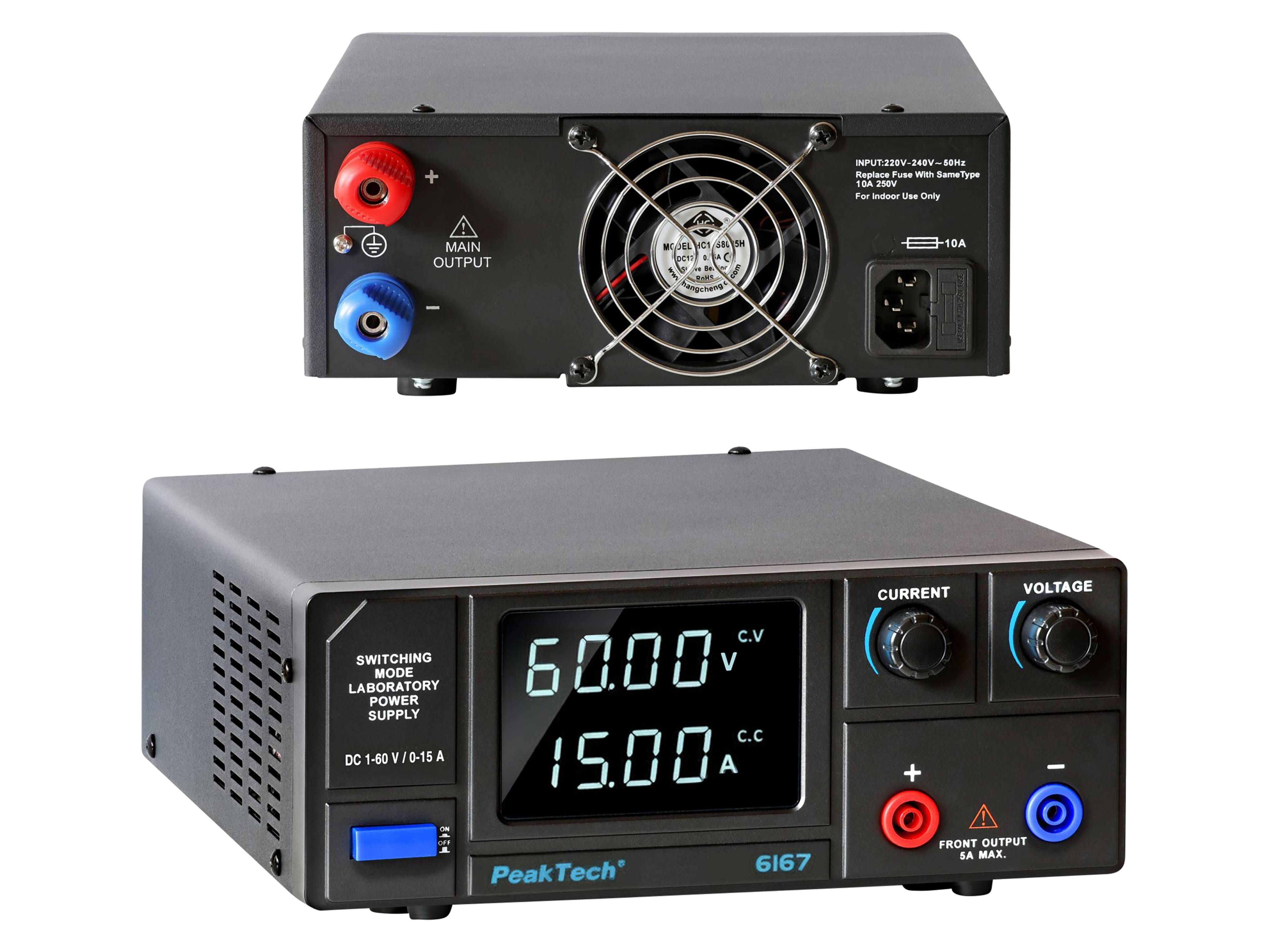 PEAKTECH Labornetzgerät P 6167, 1...60 V, 0...15 A, 900 W