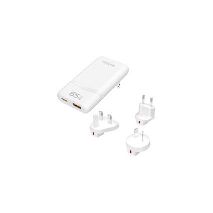 LogiLink Dual-USB GaN-Reiseladegerät, 65 Watt, extra schmal