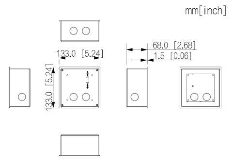 Dahua - VTM79 - 1 Modul Unterpuz Box, - 1 Modul Unterpuz Box - Material: Aluminium - Abmessungen (HxBxT): 133mm x 133mm