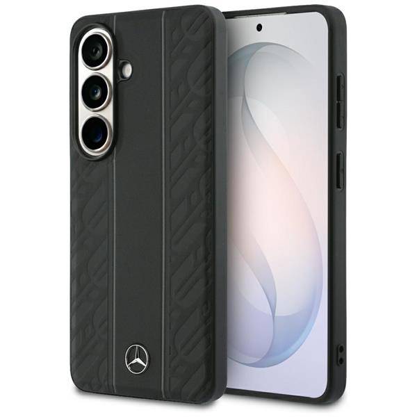 Mercedes MagSafe Hülle Galaxy S26 Echtleder schwarz Streifen Logo Metall