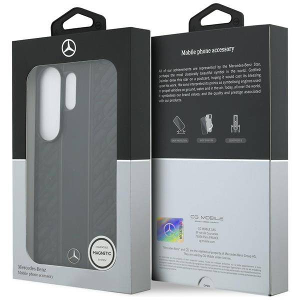 Mercedes MagSafe Hülle Galaxy S26 Ultra Echtleder schwarz Streifen Logo Metall