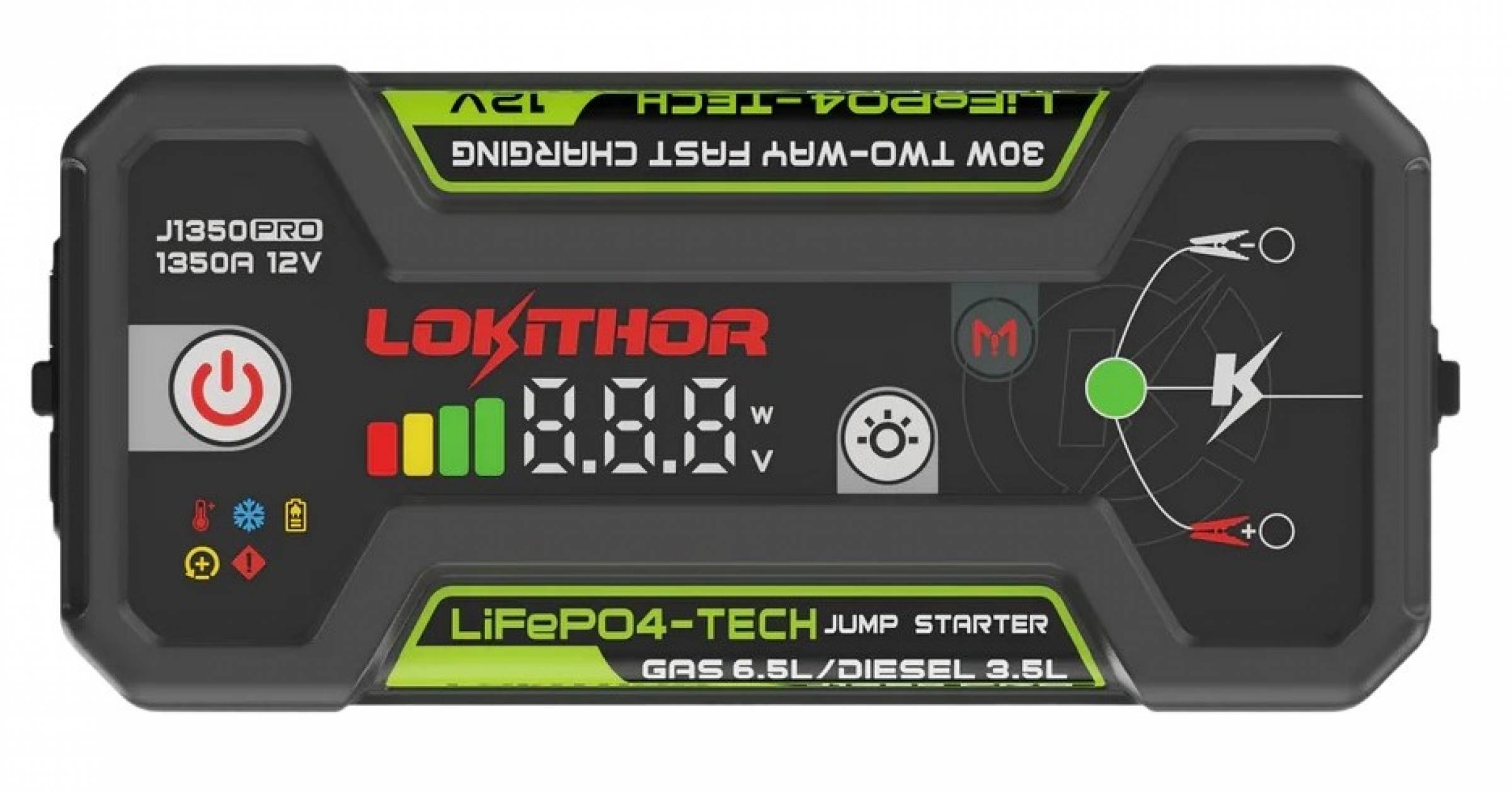 Lokithor J1350 PRO Jumpstarter 12V 1350A LiFePO4 Powerbank & Leuchte