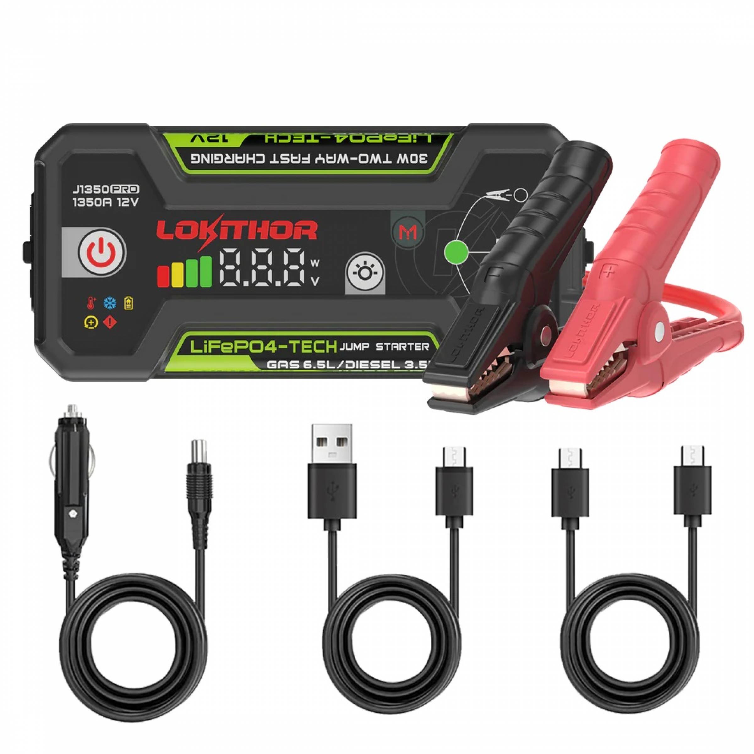 Lokithor J1350 PRO Jumpstarter 12V 1350A LiFePO4 Powerbank & Leuchte