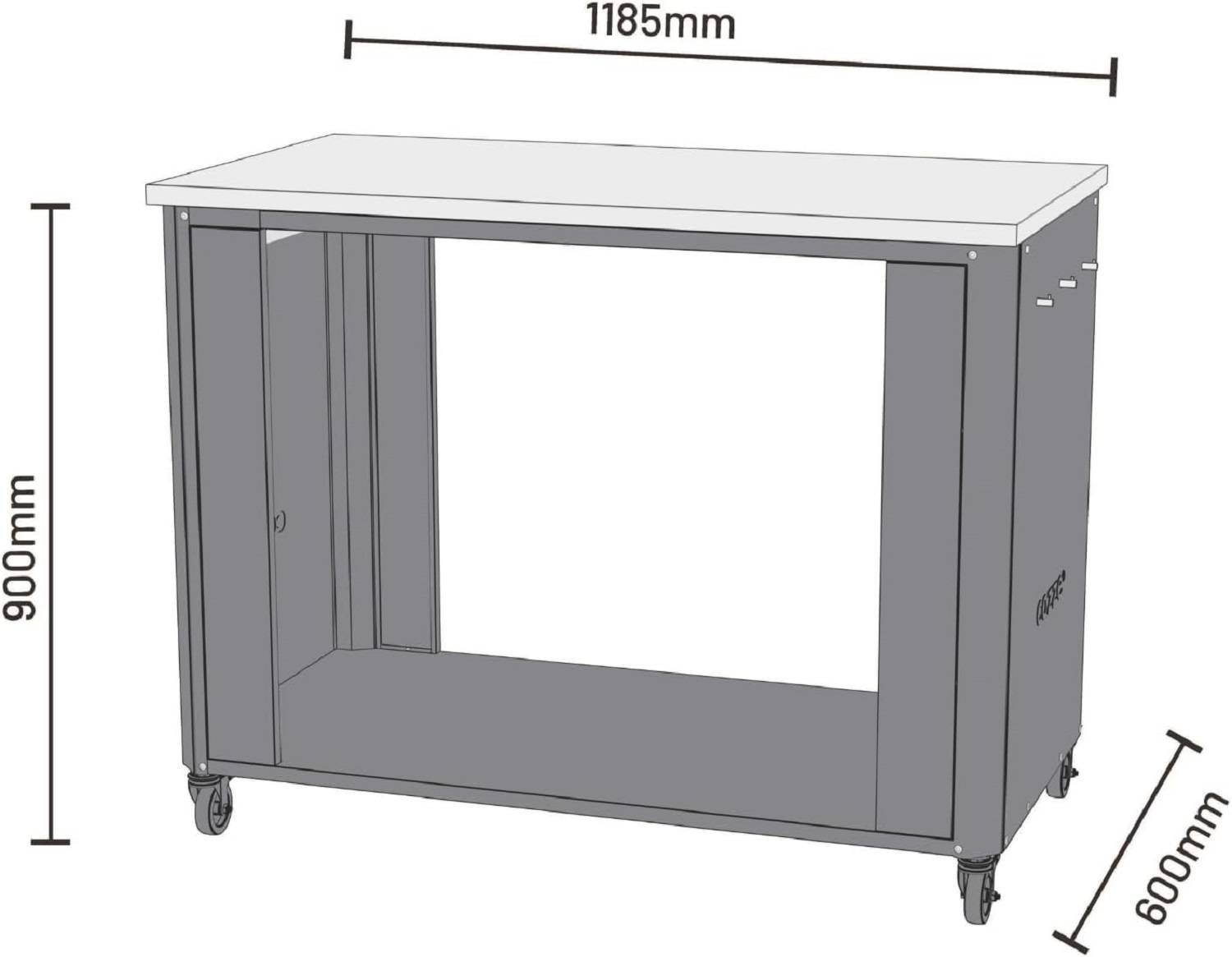 COZZE Outdoor Küchentisch 115 mit 4 robusten Rädern