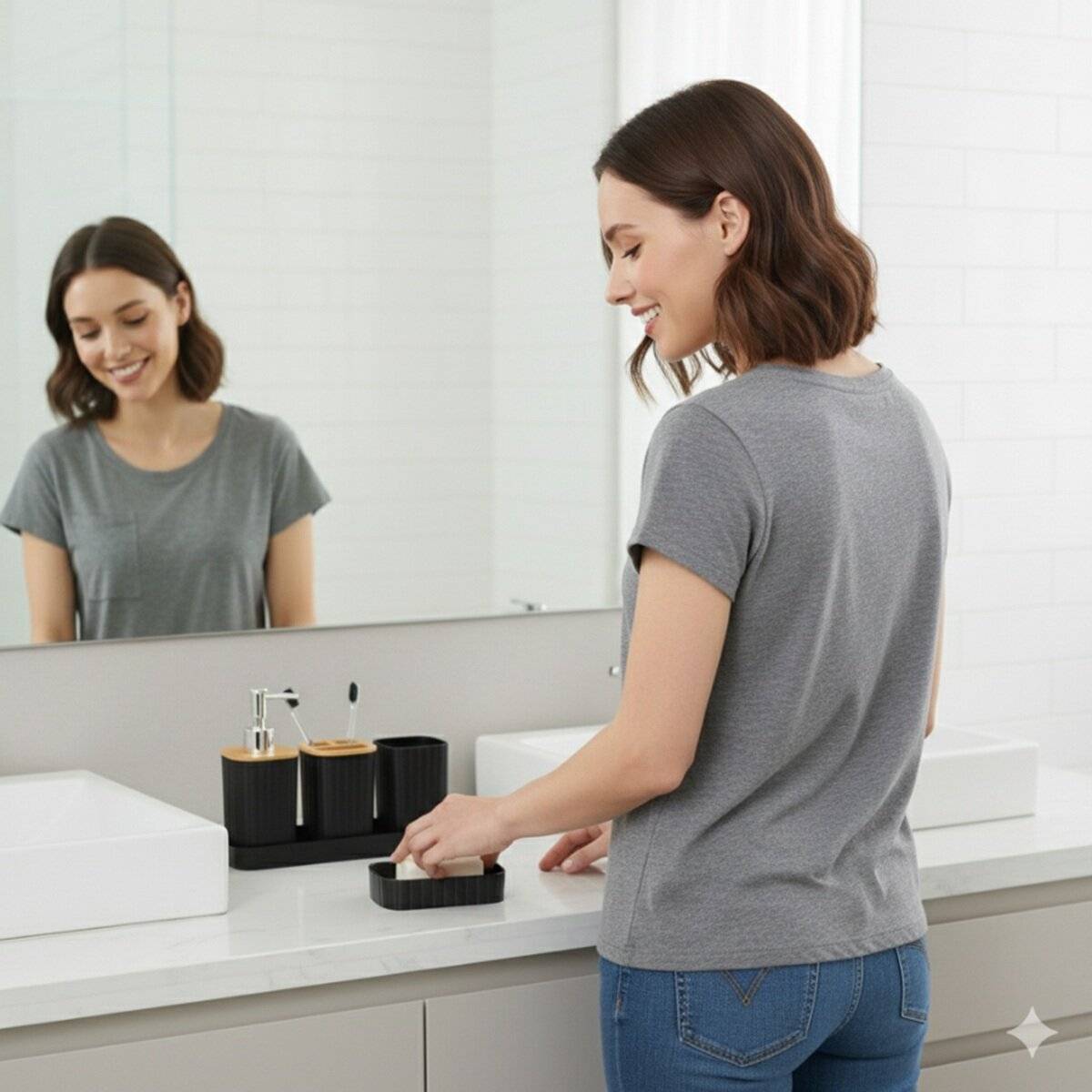 Badezimmer-Set 5-tlg – Modernes Zubehör für Bad & Gäste-WC
