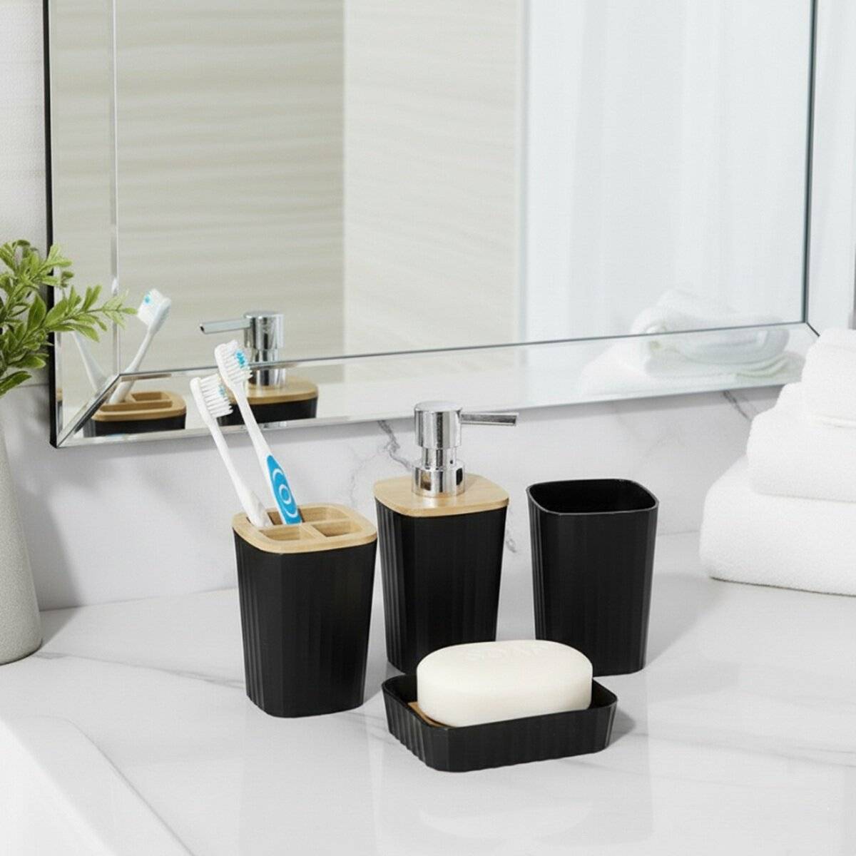 Badezimmer-Set 5-tlg – Modernes Zubehör für Bad & Gäste-WC