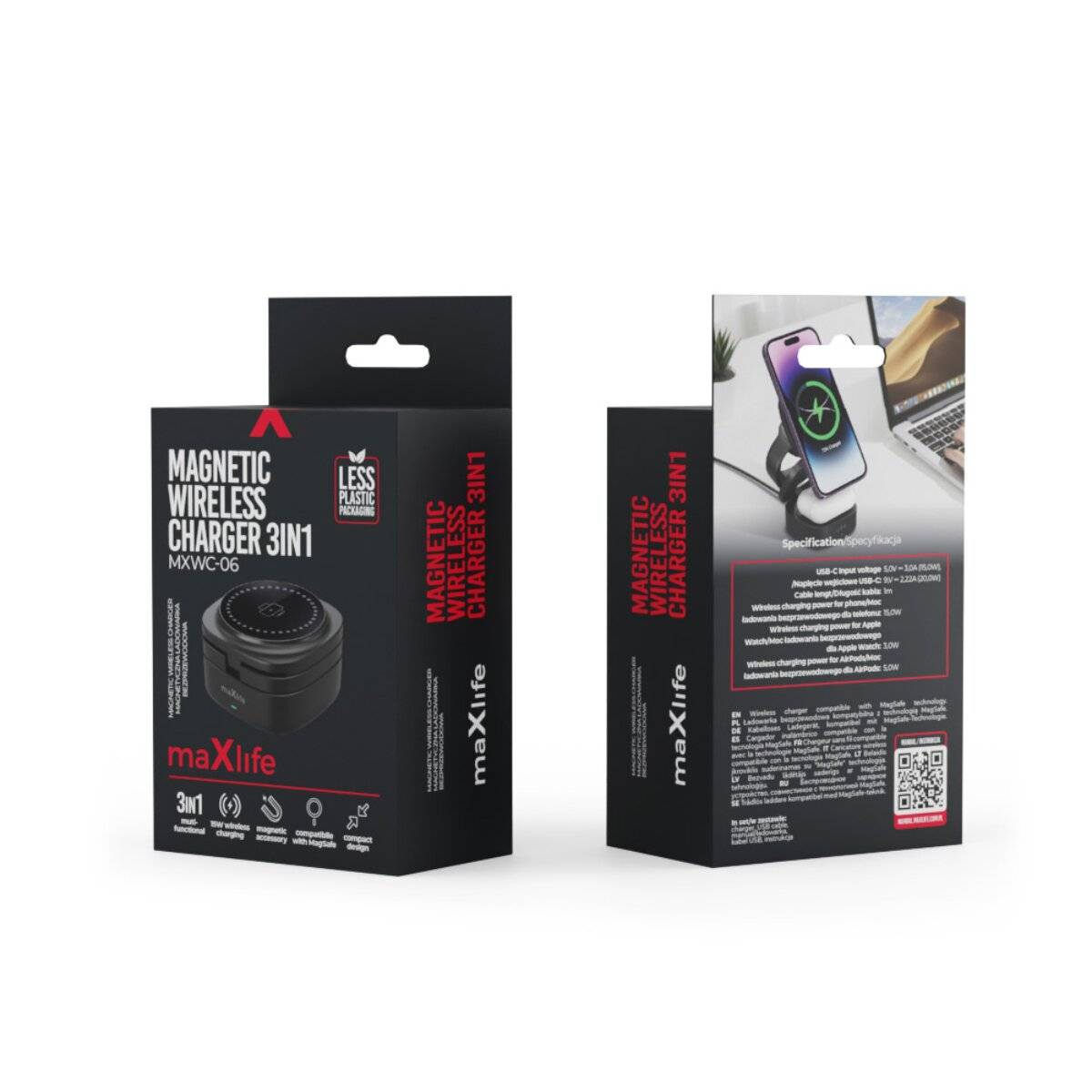 Maxlife MXWC-06 3-in-1 magnetisches Wireless Ladegerät 15 W
