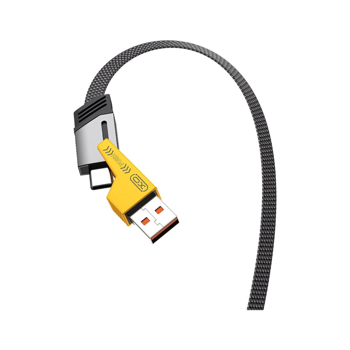 XO NB283 4in1 Ladekabel USB-C auf kompatibel mit iPhone und USB-C 60 W 1 m grau