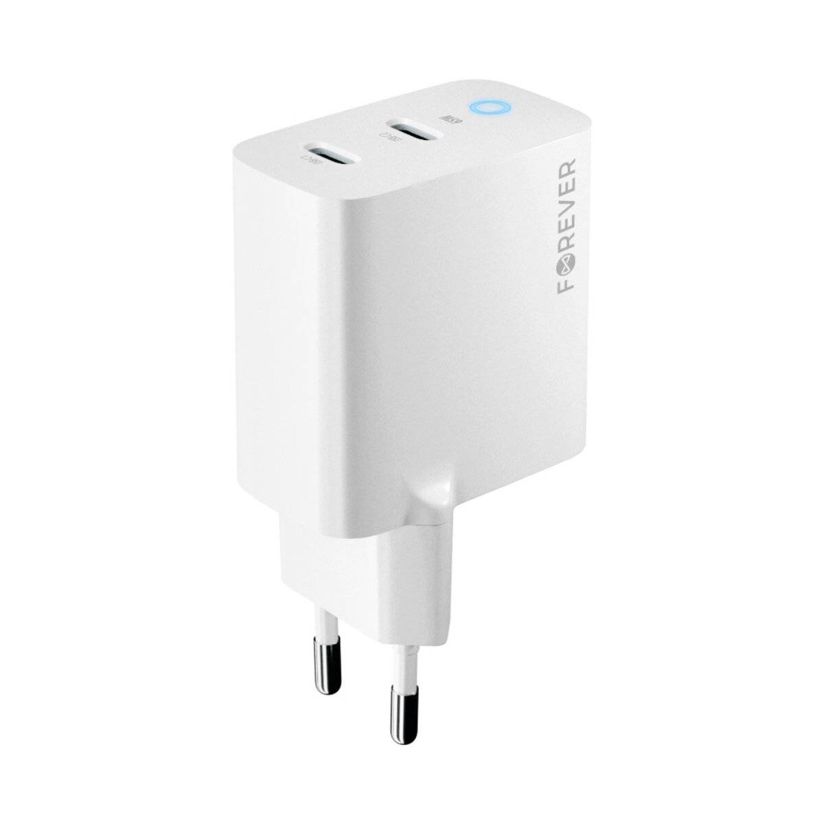 Forever TC-06 GaN Schnellladegerät 65W mit 2x USB-C Power Delivery & Quick Charge  Weiß