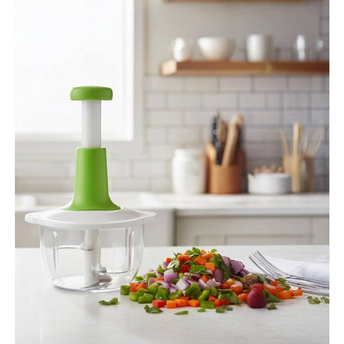 Manueller Multischneider & Zerkleinerer - 1000 ml, Weiß-Grün