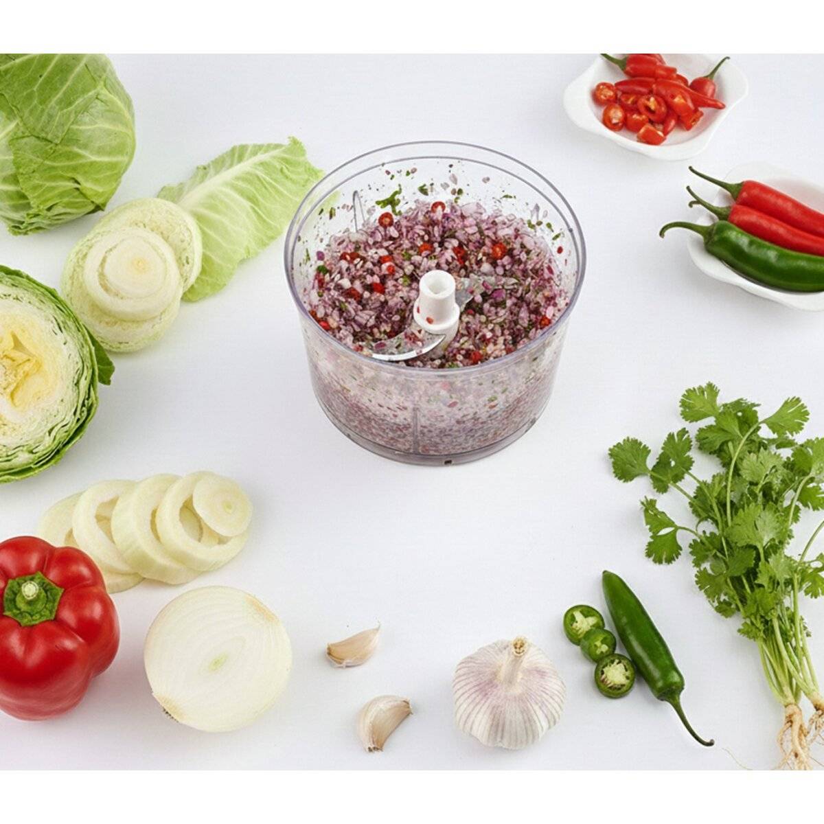 Manueller Multischneider & Zerkleinerer - 1000 ml, Weiß-Grün