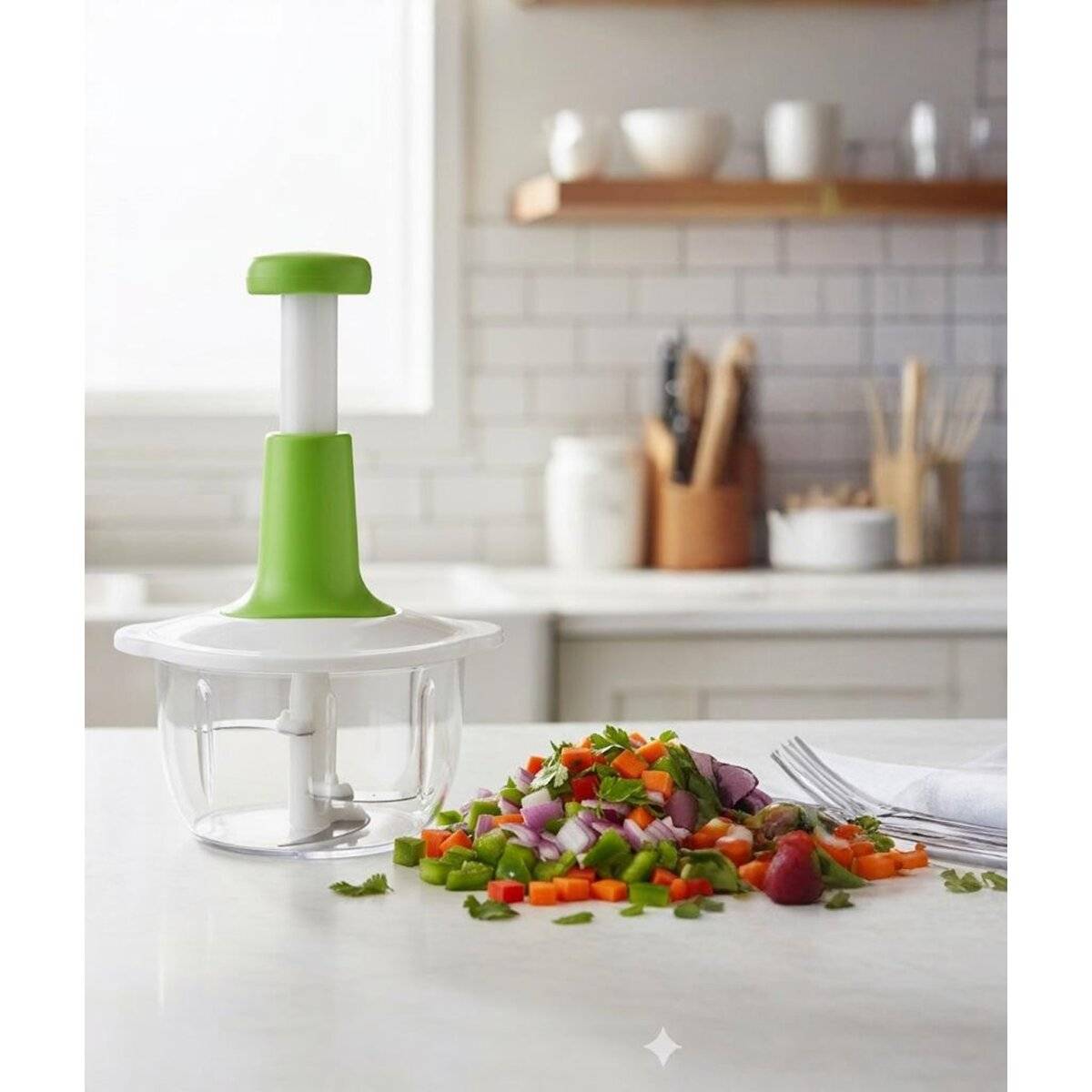 Manueller Multischneider & Zerkleinerer - 2000 ml, Weiß/Grün