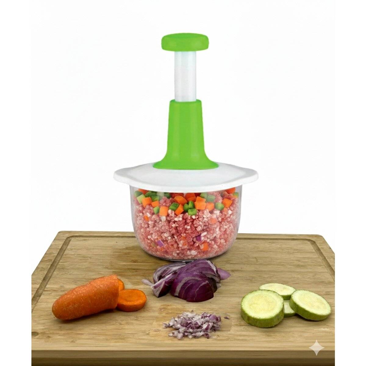 Manueller Multischneider & Zerkleinerer - 2000 ml, Weiß/Grün