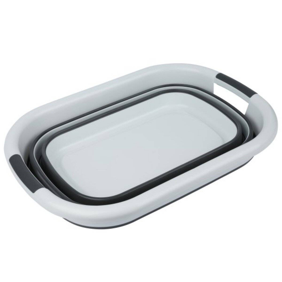 Faltbare Universalwanne/Wäschekorb, universell für Haushalt, Camping oder Garten - Weiß-Dunkelgrau