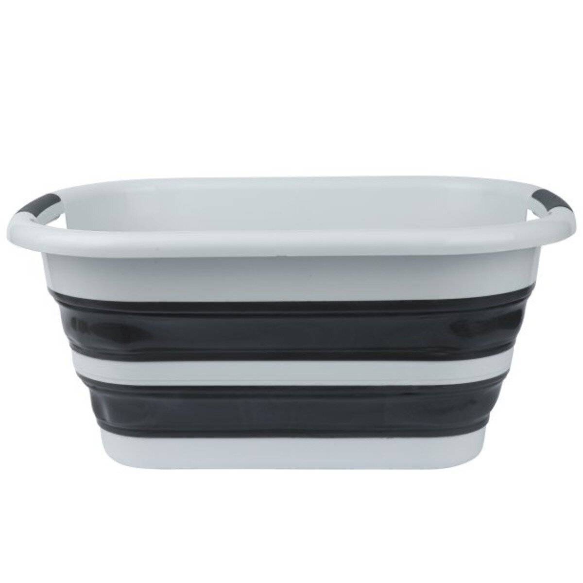 Faltbare Universalwanne/Wäschekorb, universell für Haushalt, Camping oder Garten - Weiß-Dunkelgrau